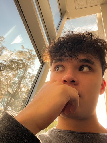 Alex looking out a sunlit window